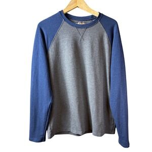 ORVIS Mens Classic Collection Raglan Long Sleeve Shirt Gray Blue Medium Baseball